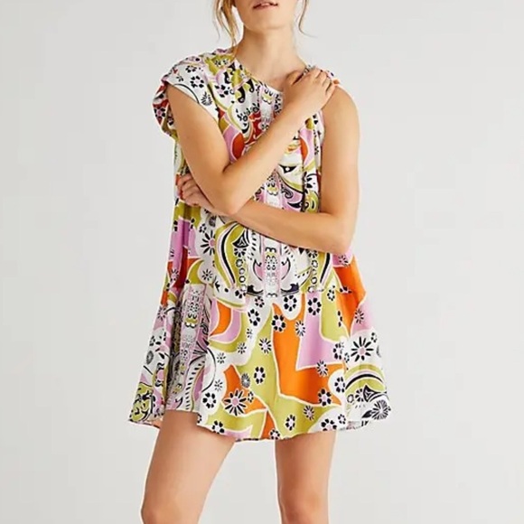 NWOT Free People Strawberry Fields Mini Dress in Alabaster Combo Size XS - Picture 6 of 9